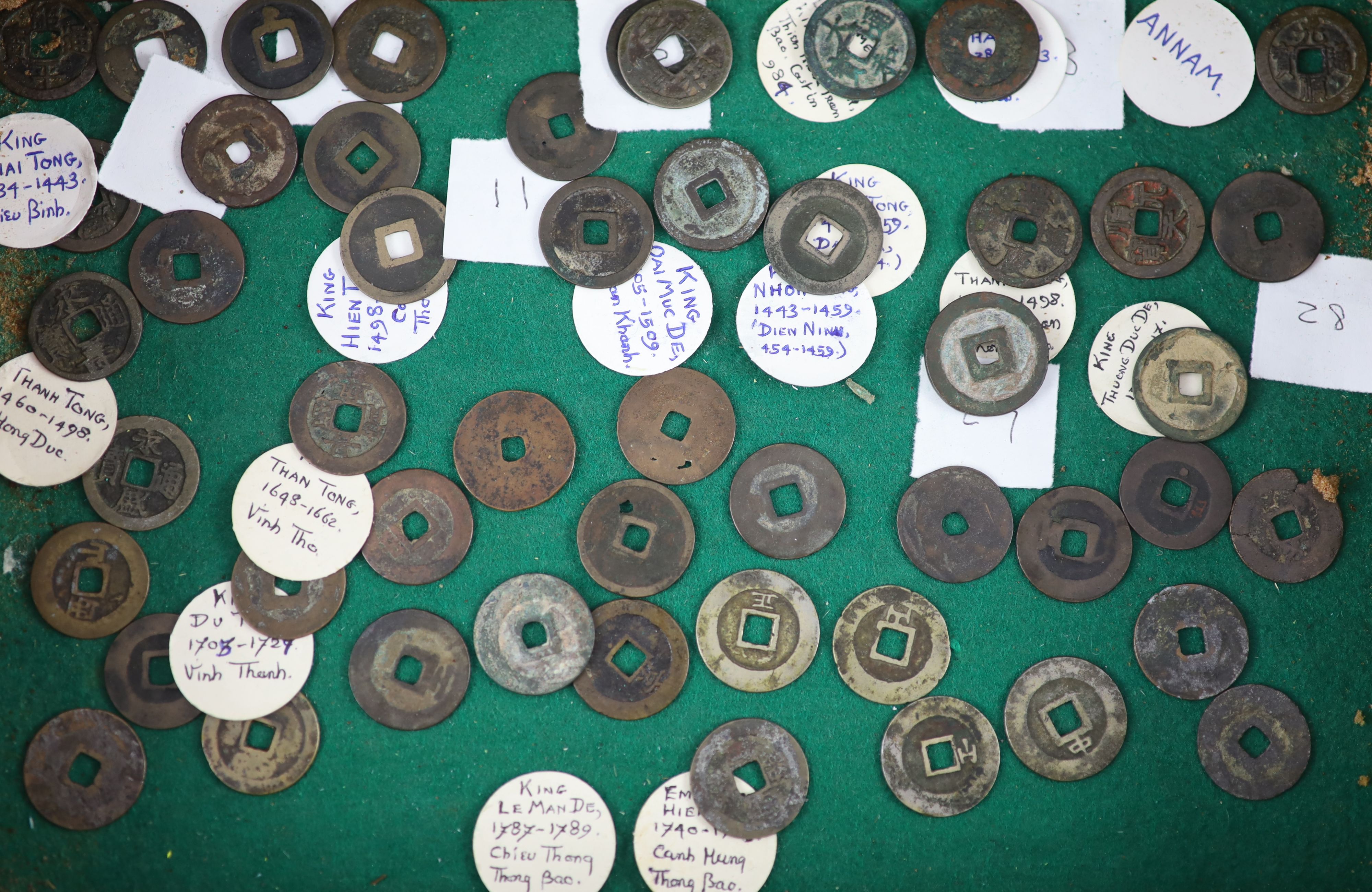 Vietnam, approx 78 Annam cash coins, Lê dynasty (980-1009) to Nguyen dynasty (1802–1945),